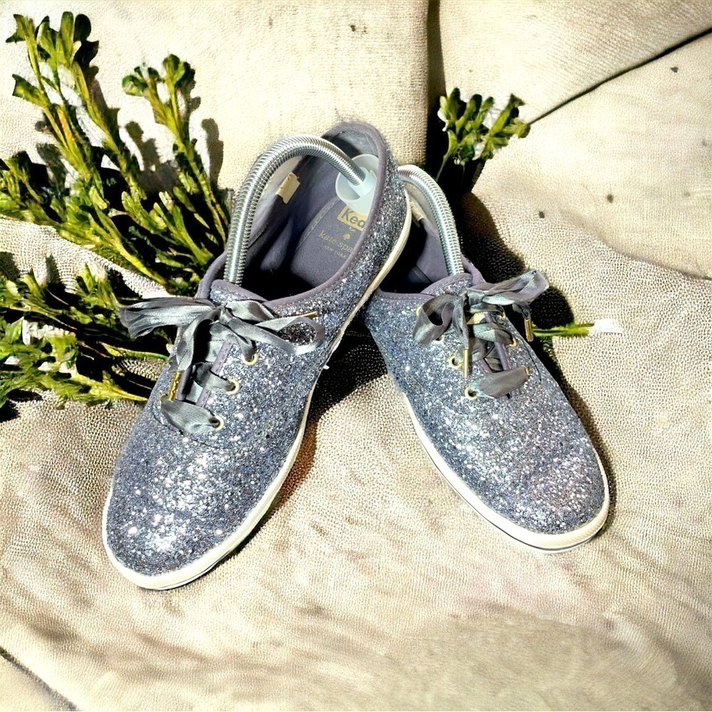KATE SPADE Keds NEW YORK CHAMPION GLITTER IN PEWTER SZ: 10.5